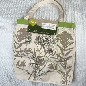 Food Network Green and Cream Floral Tote Bag.